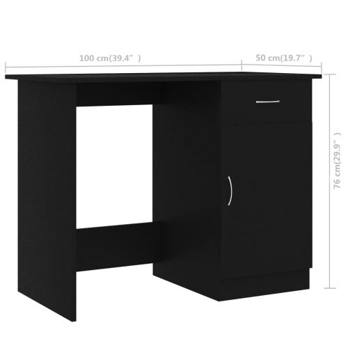 vidaXL Desk Black 39.4"x19.7"x29.9" Chipboard