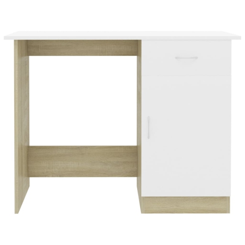 vidaXL Desk White and Sonoma Oak 39.4"x19.7"x29.9" Chipboard