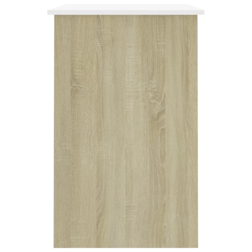 vidaXL Desk White and Sonoma Oak 39.4"x19.7"x29.9" Chipboard
