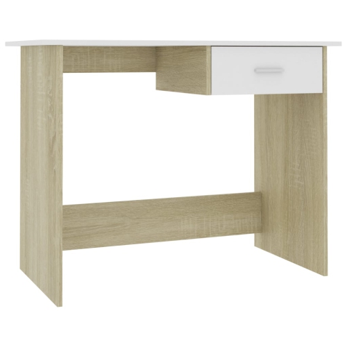 vidaXL Desk White and Sonoma Oak 39.4"x19.7"x29.9" Chipboard