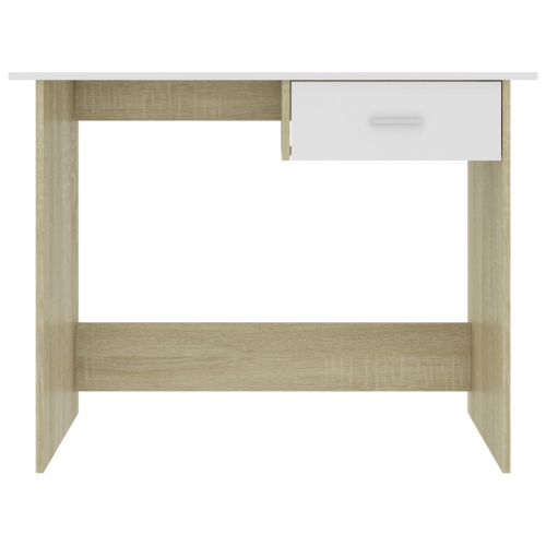 vidaXL Desk White and Sonoma Oak 39.4"x19.7"x29.9" Chipboard