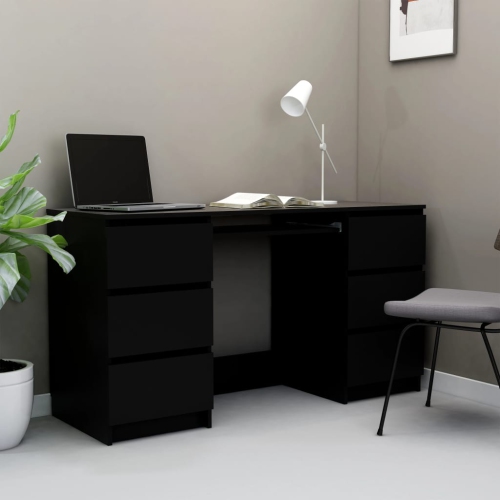 Bureau d’écriture noir de 55.1 x 19,7 x 30,3 po de VidaXL