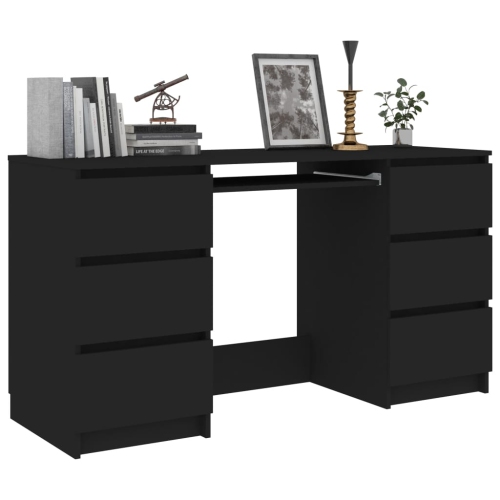 vidaXL Writing Desk Black 55.1"x19.7"x30.3" Chipboard