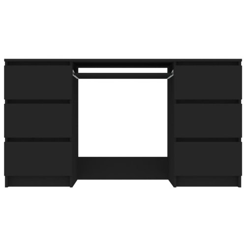 vidaXL Writing Desk Black 55.1"x19.7"x30.3" Chipboard