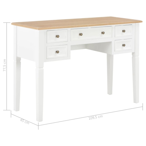 vidaXL Writing Desk White 43.1"x17.7"x30.5" Wood