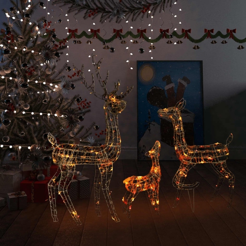 VIDAXL  Acrylic Reindeer Family Christmas Decoration 300 Led Colorful