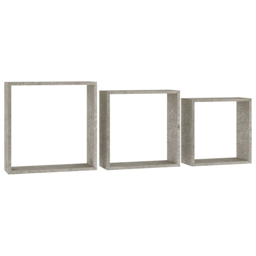 VidaXL – tablettes murales Cube, 3 pièces, gris béton
