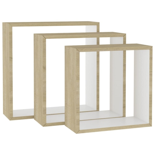 3 tablettes cubiques vidaXL blanc et chêne de Sonoma
