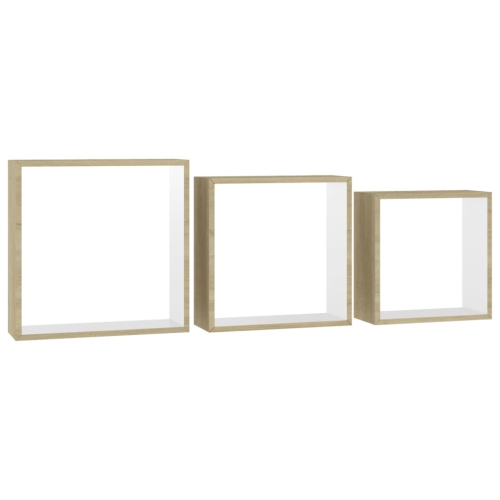 3 tablettes cubiques vidaXL blanc et chêne de Sonoma