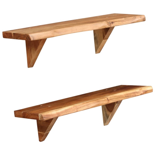 VIDAXL  Wall Shelves 2 PCs 23.6"x7.9"x6.3" Solid Acacia Wood