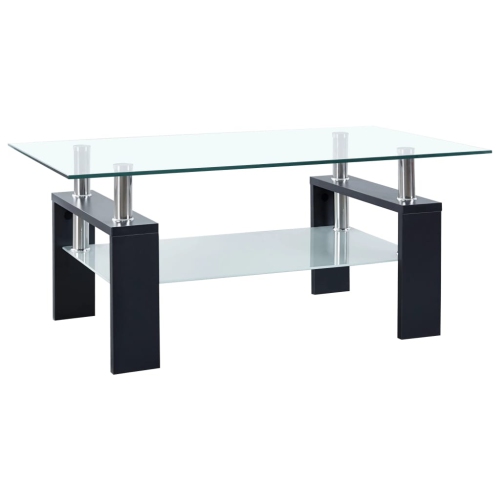 VIDAXL  Coffee Table Black And Transparent 37.4"x21.7"x15.7" Tempered Glass