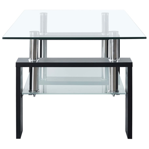 vidaXL Coffee Table Black and Transparent 37.4"x21.7"x15.7" Tempered Glass