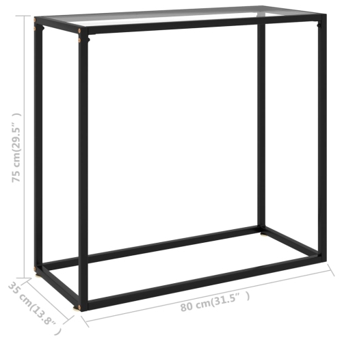 vidaXL Console Table Transparent 31.5"x13.8"x29.5" Tempered Glass