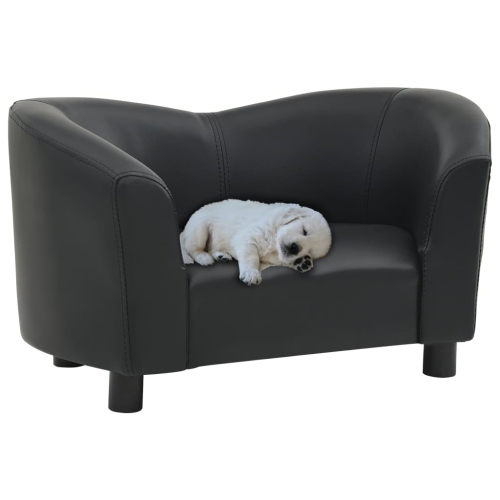 VIDAXL  Dog Sofa 26.4"x16.1"x15.4" Faux Leather In Black