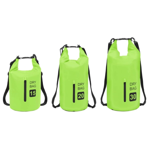 Sac étanche VidaXL avec fermeture à glissière, vert, 7.9 gal, PVC
