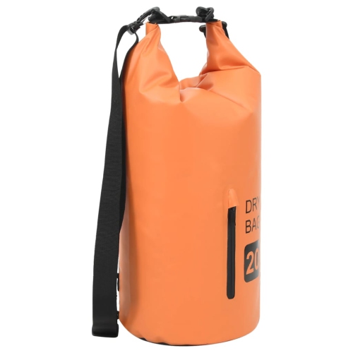 Image 1 de 10.. Sac étanche VidaXL avec fermeture à glissière, orange, 5.3 gal, PVC