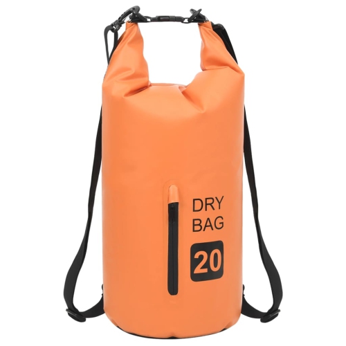 Sac étanche VidaXL avec fermeture à glissière, orange, 5.3 gal, PVC