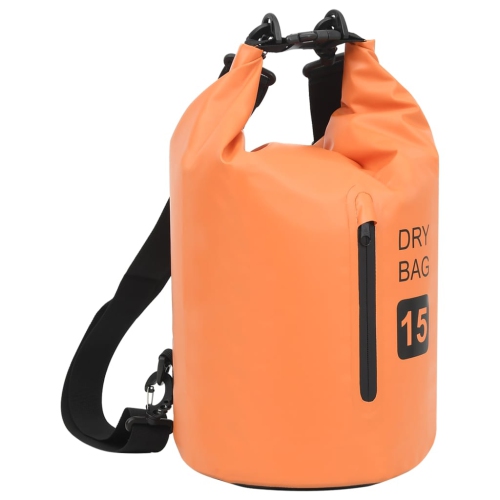 VIDAXL  Dry Bag With Zipper 4 Gal Pvc In Orange