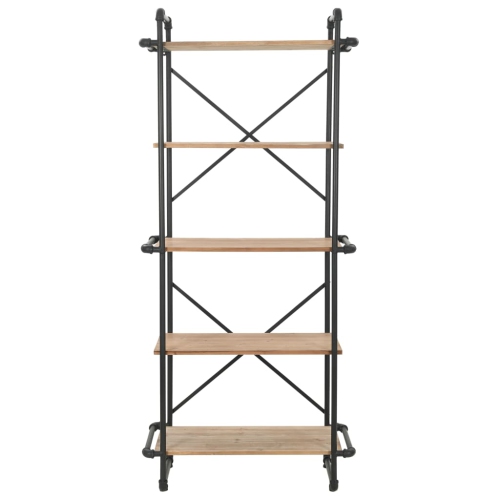 vidaXL Bookcase Solid Firwood and Steel 31.4"x16.5"x70.8"