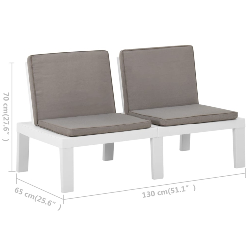 vidaXL 2 Piece Patio Lounge Set with Cushions Plastic White