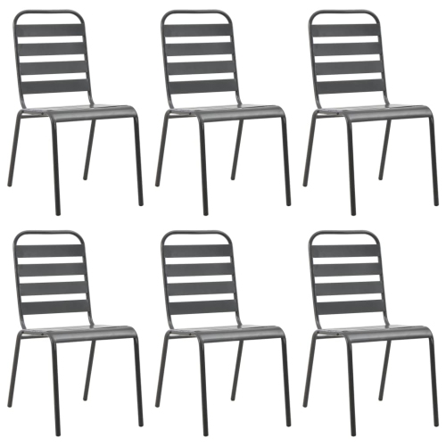 vidaXL 7 Piece Patio Dining Set Steel Dark Gray