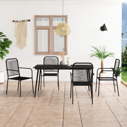 VIDAXL  5 Piece Patio Dining Set Cotton Rope And Steel In Black