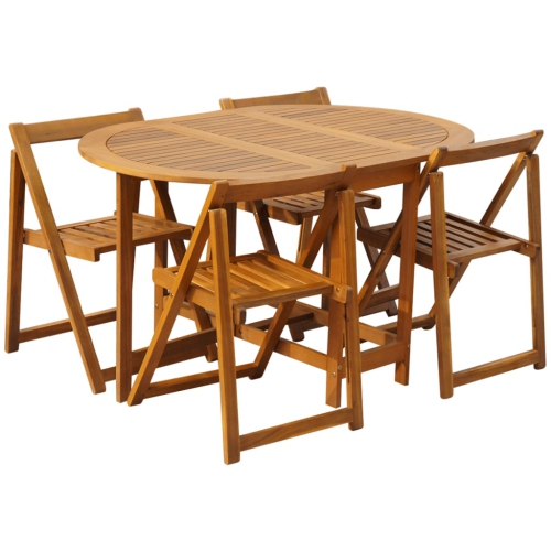 vidaXL 5 Piece Folding Patio Dining Set Solid Acacia Wood