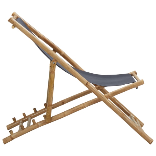 vidaXL Deck Chair Bamboo and Canvas Dark Gray