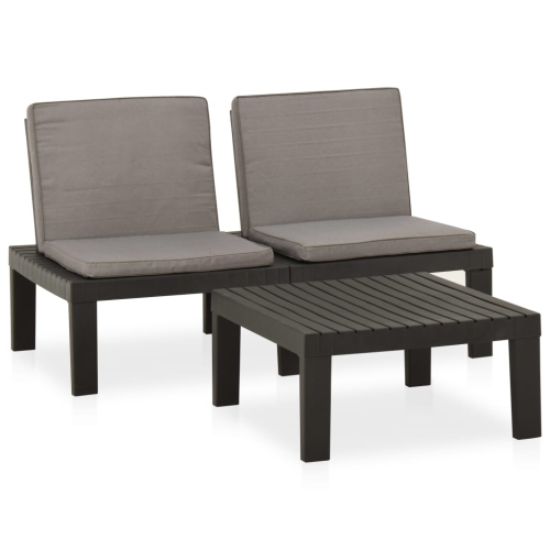 vidaXL 2 Piece Patio Lounge Set with Cushions Plastic Gray