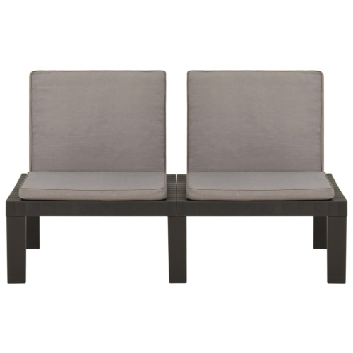 vidaXL 2 Piece Patio Lounge Set with Cushions Plastic Gray