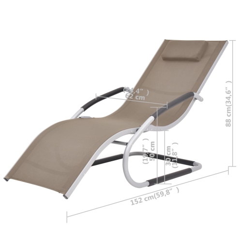 vidaXL Sun Lounger with Pillow Aluminum and Textilene Taupe