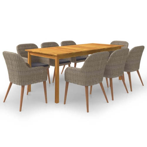 VIDAXL  9 Piece Patio Dining Set In Brown