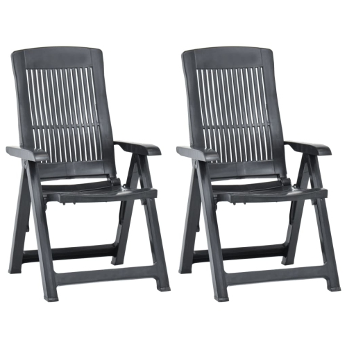 VIDAXL  Patio Reclining Chairs 2 PCs Plastic Anthracite