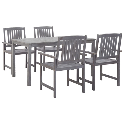 VIDAXL  5 Piece Patio Dining Set Solid Acacia Wood In Gray