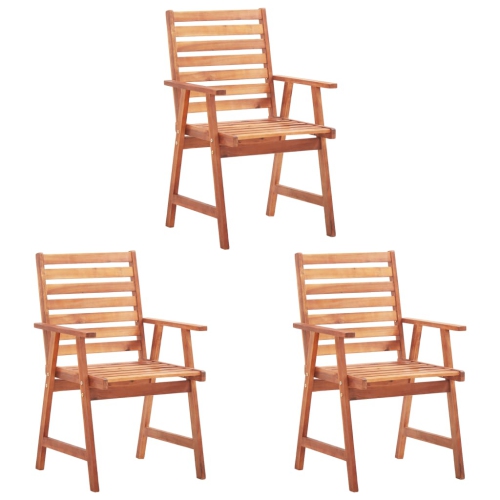 VIDAXL  Patio Dining Chairs 3 PCs Solid Acacia Wood