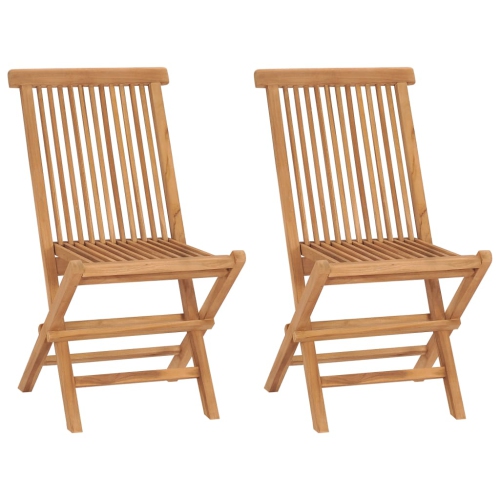 VIDAXL  Folding Patio Chairs 2 PCs Solid Teak Wood