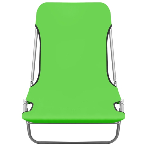 vidaXL Folding Sun Loungers 2 pcs Steel and Fabric Green