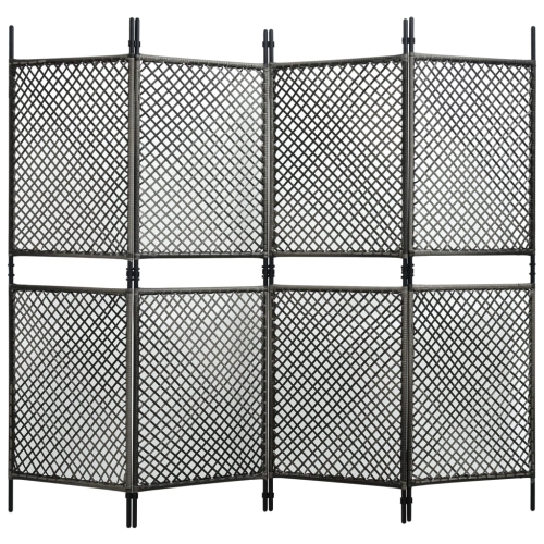 VIDAXL  4-Panel Room Divider Poly Rattan Anthracite 94.5"x78.7"