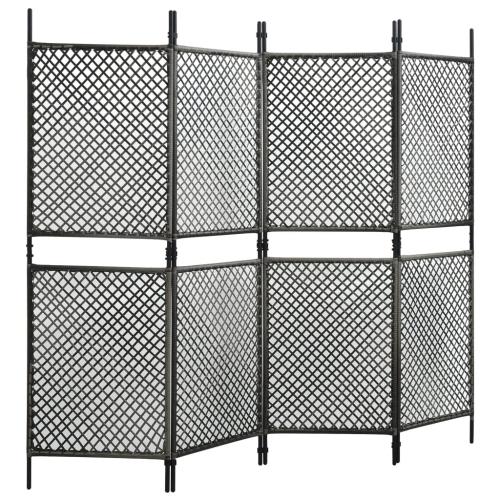 vidaXL 4-Panel Room Divider Poly Rattan Anthracite 94.5"x78.7"