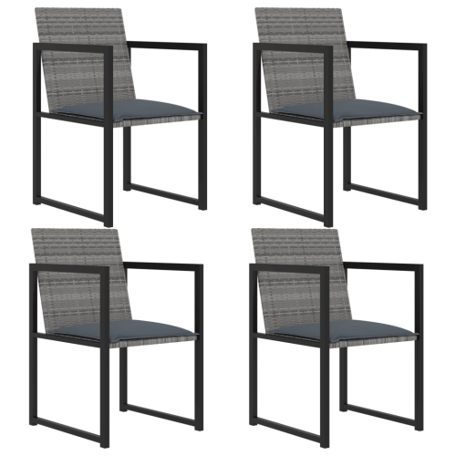vidaXL 5 Piece Patio Dining Set with Cushions Poly Rattan Gray