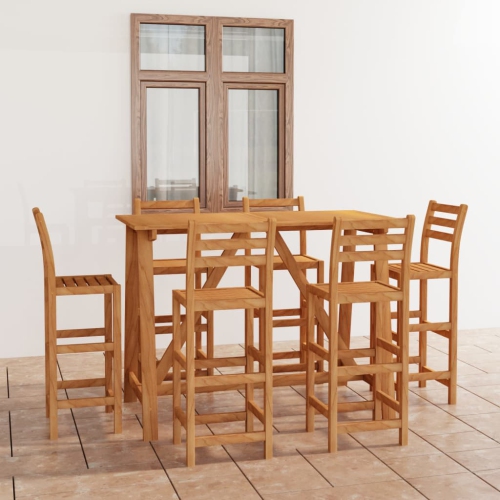 VIDAXL  7 Piece Patio Bar Set Solid Acacia Wood