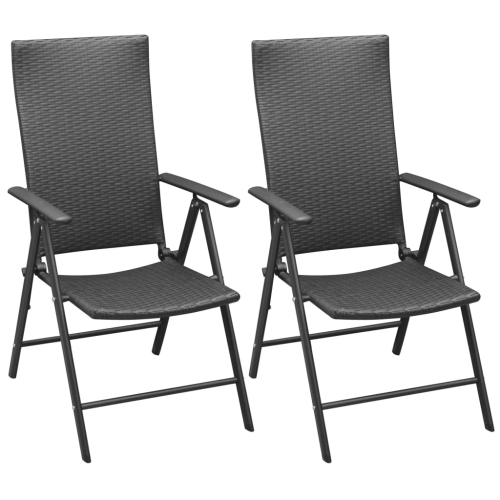 VIDAXL  Stackable Patio Chairs 2 PCs Poly Rattan In Black