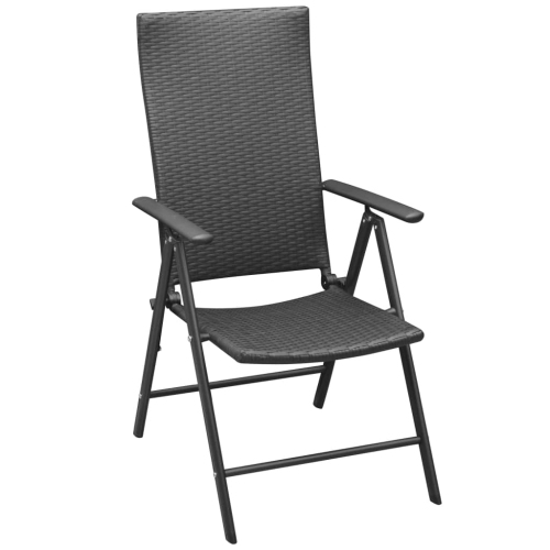 vidaXL Stackable Patio Chairs 2 pcs Poly Rattan Black