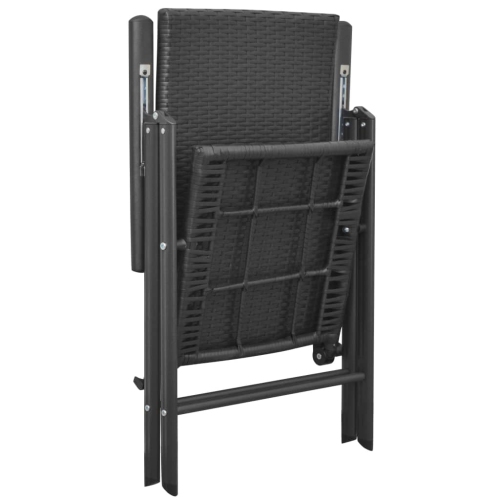 vidaXL Stackable Patio Chairs 2 pcs Poly Rattan Black