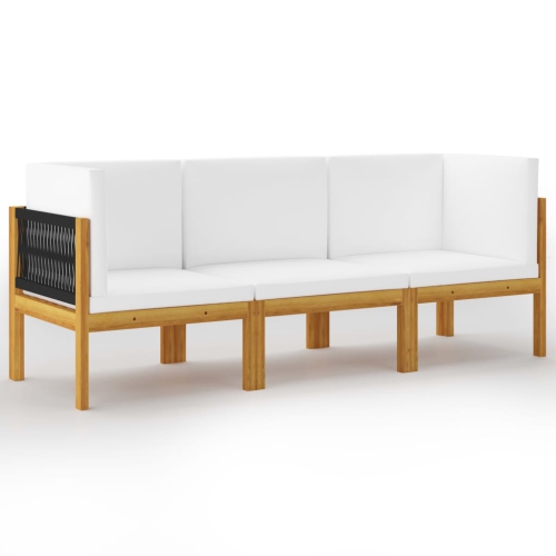 vidaXL 3-Seater Patio Sofa with Cushion Solid Acacia Wood
