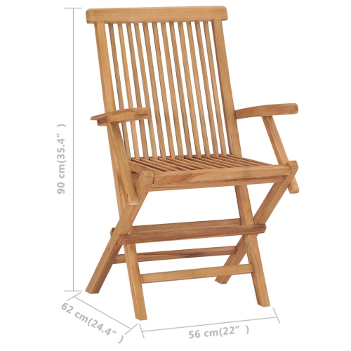 vidaXL Folding Patio Chairs 3 pcs Solid Teak Wood