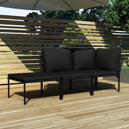 VIDAXL  3 Piece Patio Lounge Set With Cushions Pvc In Black