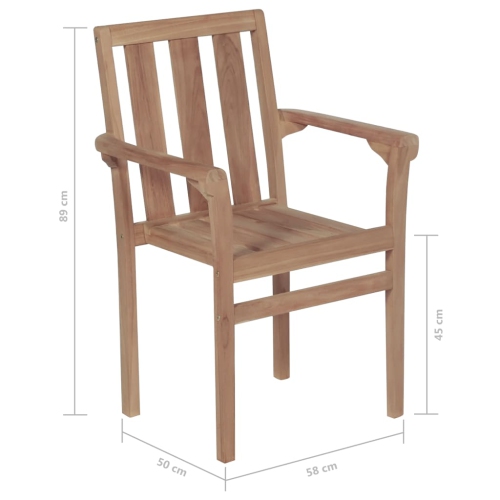 vidaXL Stackable Patio Chairs 6 pcs Solid Teak Wood