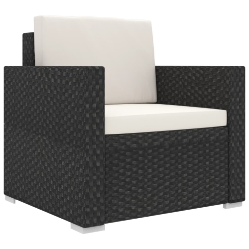 Ensemble de patio de 8 pièces VIDAXL avec coussins en poly rotin noir