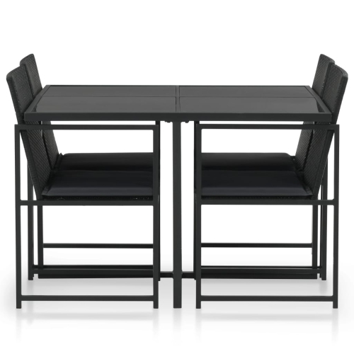 vidaXL 5 Piece Patio Dining Set with Cushions Poly Rattan Black
